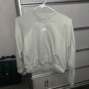 Adidas Sage Green Cropped Crewneck Sweater Size Medium